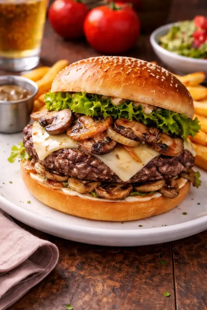 swiss mushroom burger in rome